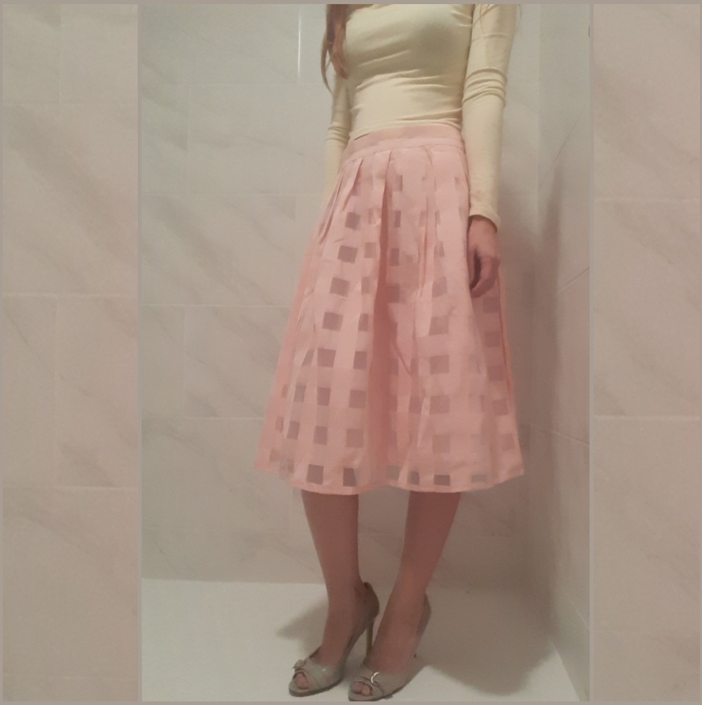 Light Pink Pleated Chiffon Skirt
